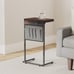 C Shaped End Table with Charging Station Rustic Brown