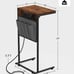 C Shaped End Table with Charging Station Rustic Brown