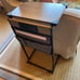 C Shaped End Table with Charging Station Rustic Brown