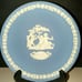 Wedgwood Jasperware 1985 Mother's Day Plate, White on Blue Vintage 6.5