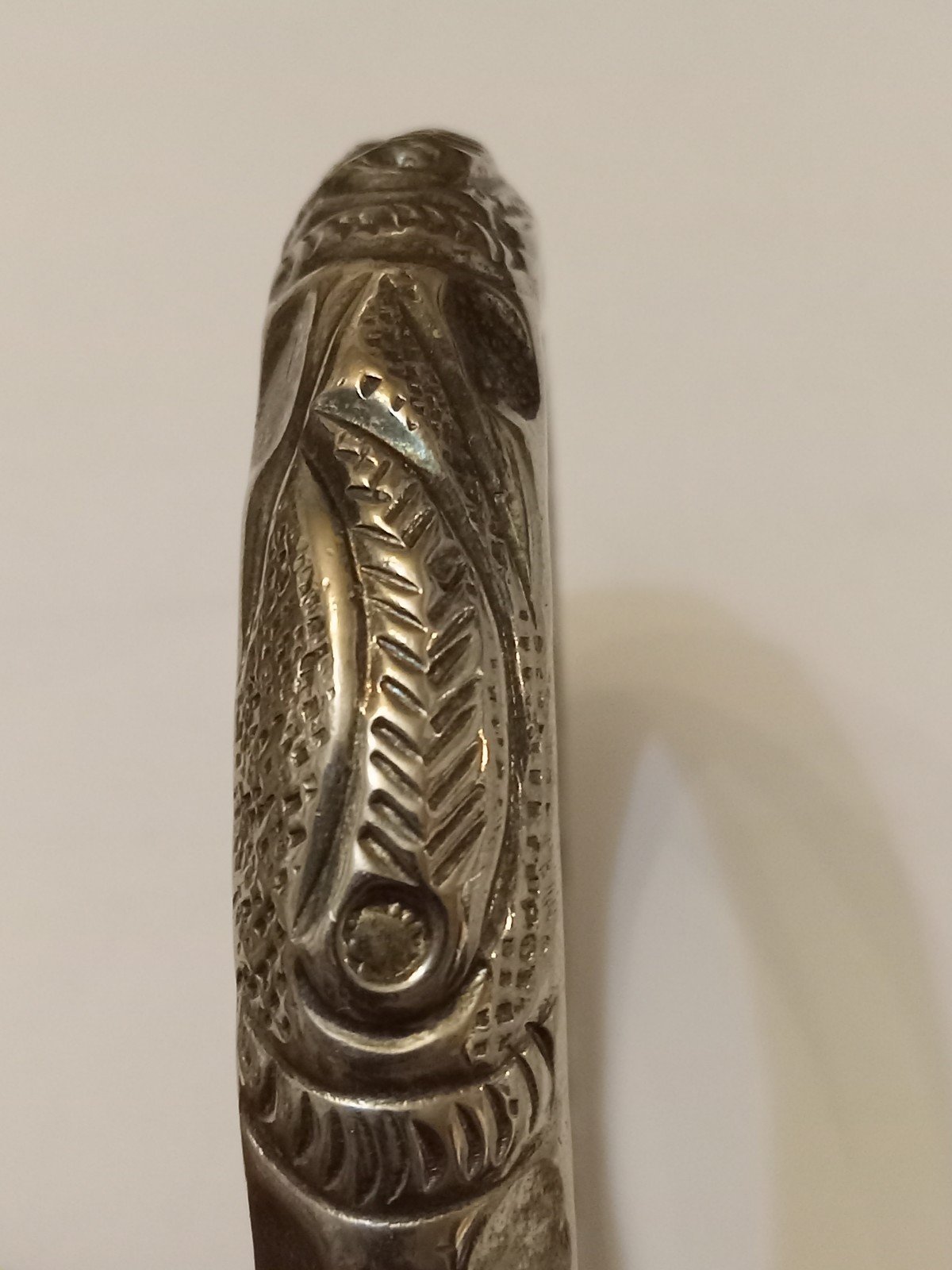 Rare Vintage Bangle Braclet Antique Sterling 3D Tribal Etchings 3.5 opening