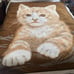 Vintage Kitten Cat Large Retro Reversible Brown Acrylic Blanket 60x79