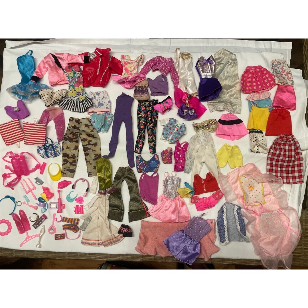 Vintage Barbie Lot 80s 90s Clothes and Accessories Snorkle Bathing Suits Skirts
