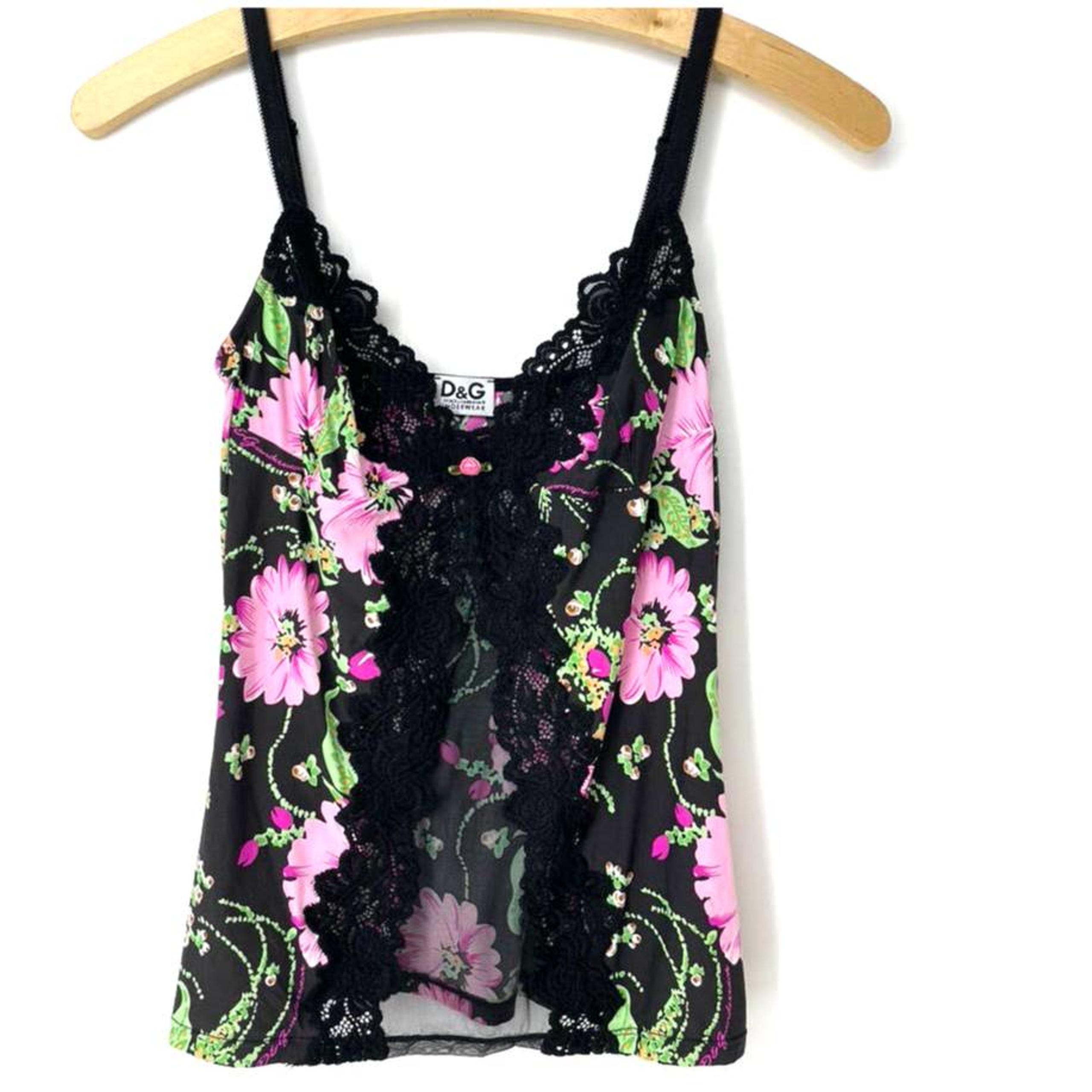 Dolce Gabbana Black Floral Lace Camisole