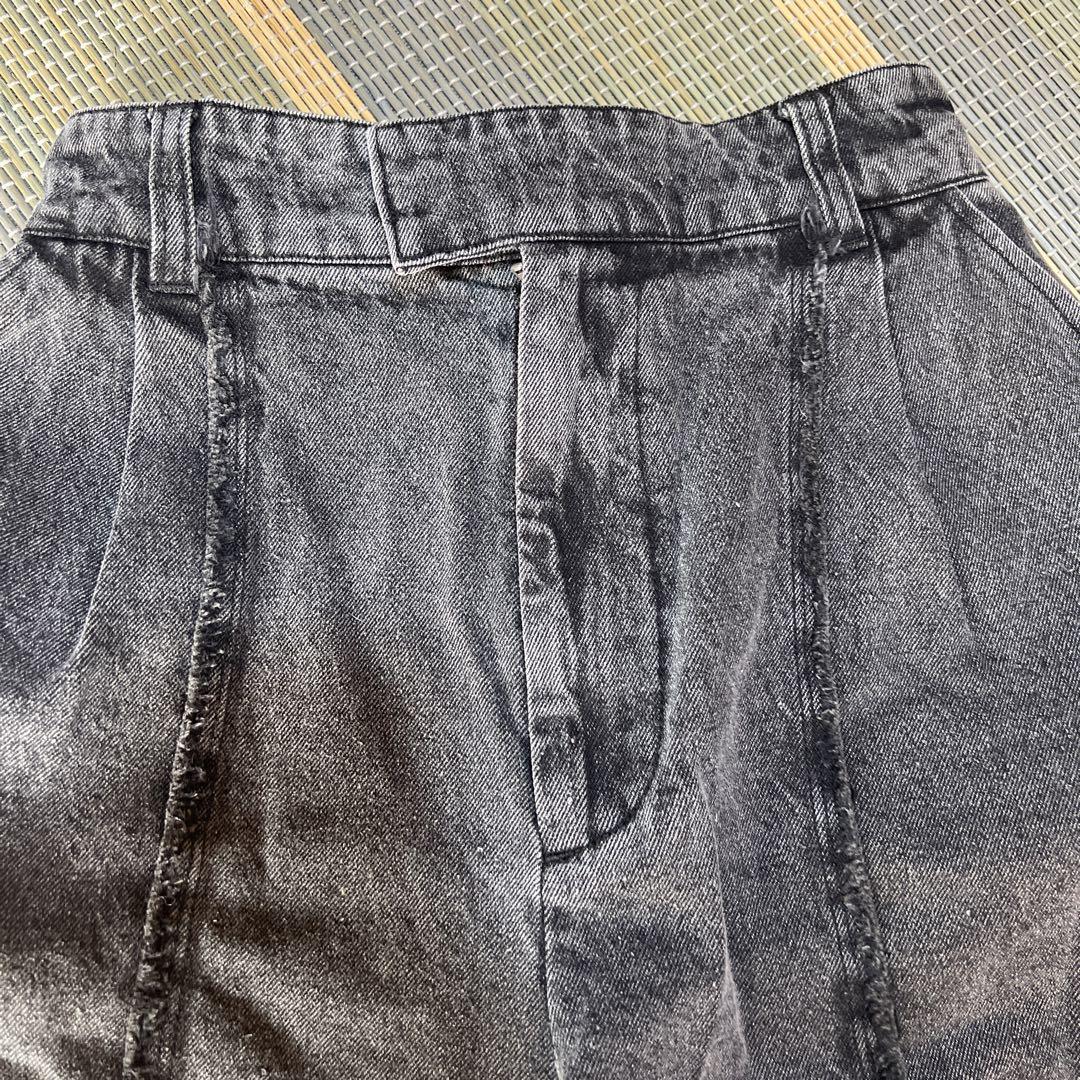 グレー　bless u denim half pants Unused Pinue Center Stitch Half Pants Denim Black Gray