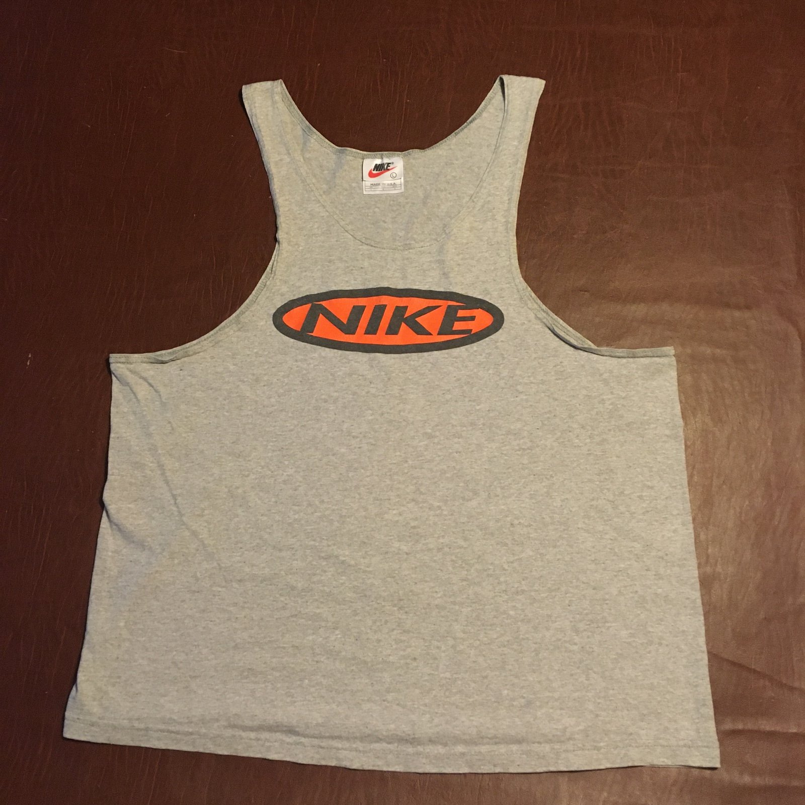 Vtg 90s Nike Tank Top Muscle Tee Spellout Grey L