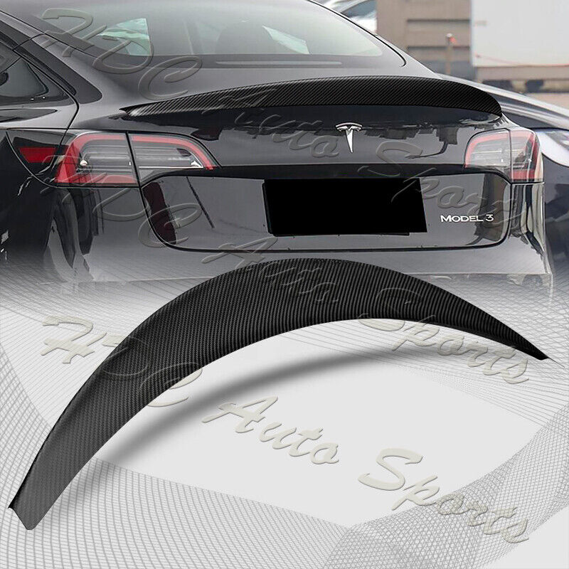 For 2017-2023 Tesla Model 3 Matt Carbon Fiber Rear Trunk Duckbill Spoiler Wing