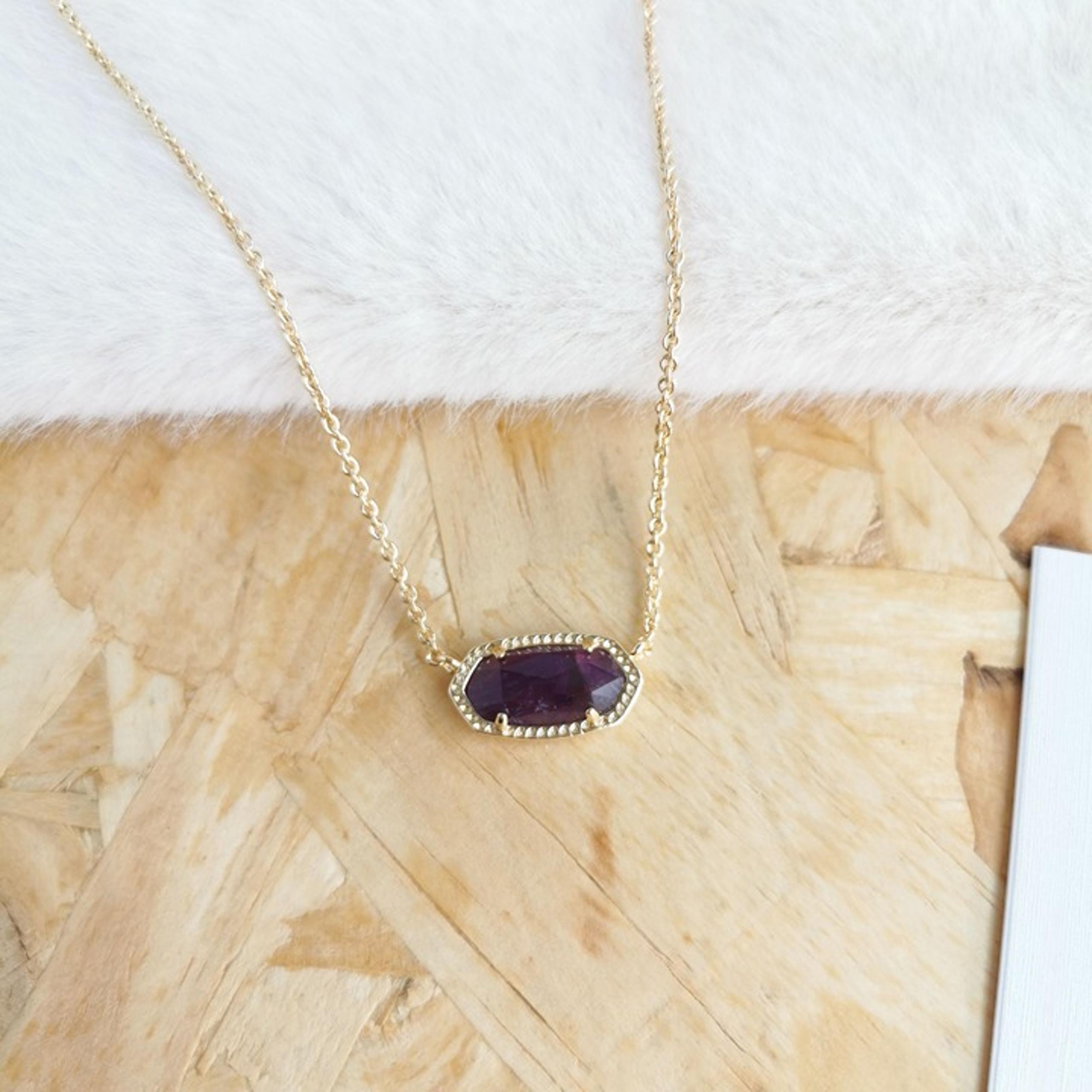 NEW Kendra Scott Elisa Amethyst Short Necklace Gold