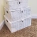 Set of 3 Woven Wicker Storage Basket Box with Lid & Lock,