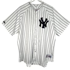 Majestic New York Yankees Men's Jersey XL White Button Up Sporty USA Made