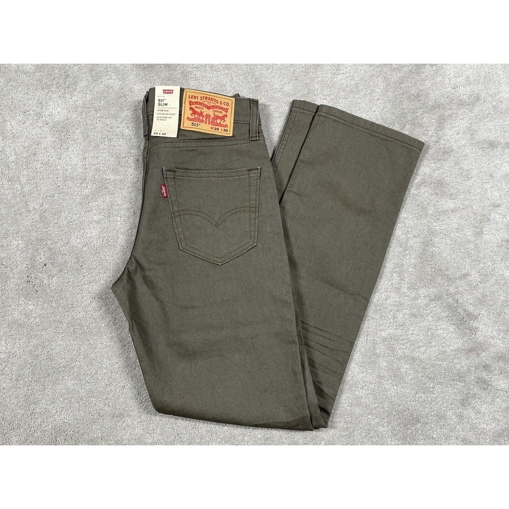 Levi's 511 Jeans Mens 29X30 Green Slim Fit Waxed Stretch Pockets NWT
