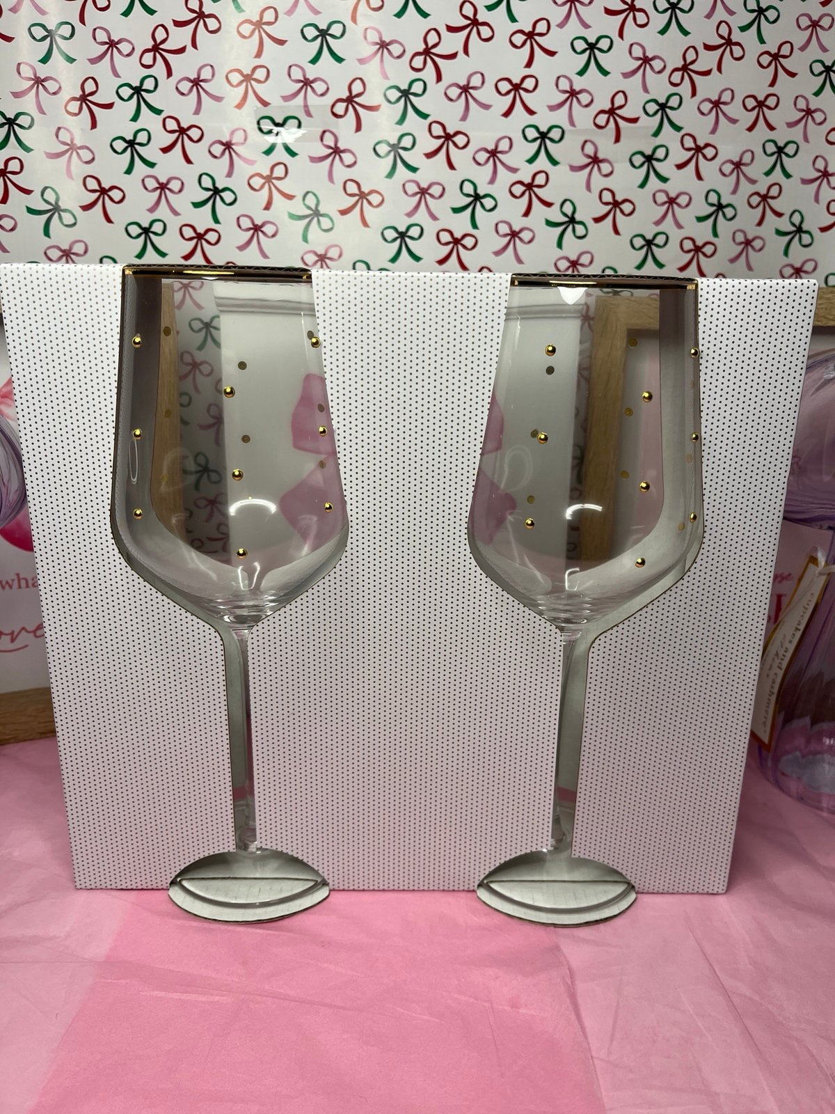 Cupcakes and Cashmere Gold Embelled Wine Glasses