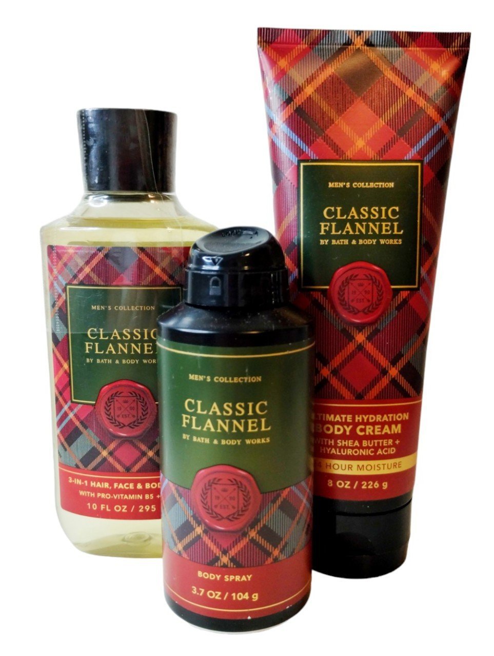 Bath And Body Works Classic Flannel for Men 3 pcs Set Spray, Gel, & Cream