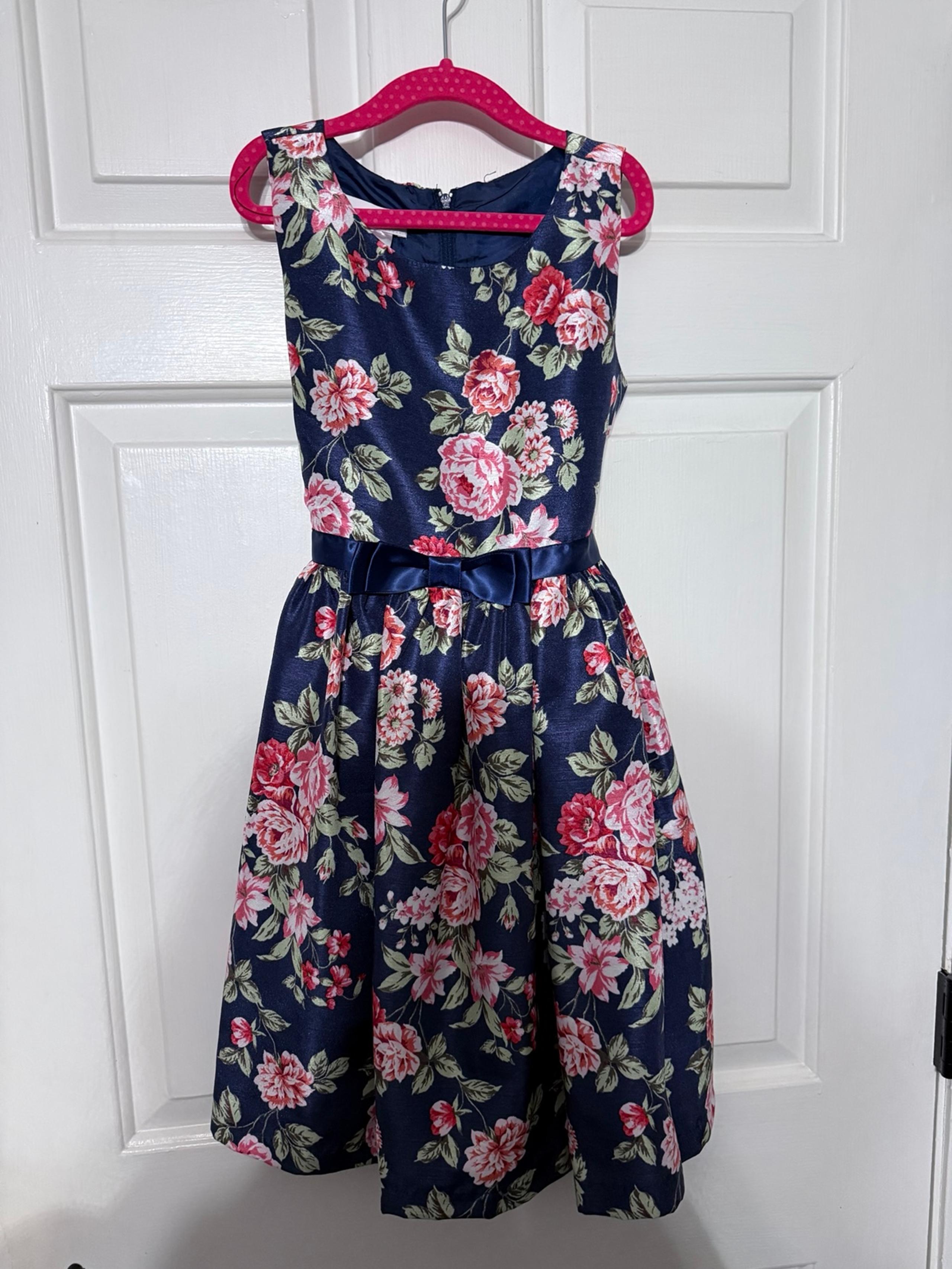 NWT Bonnie Jean Girls Sleeveless Navy Floral Dress  size 7