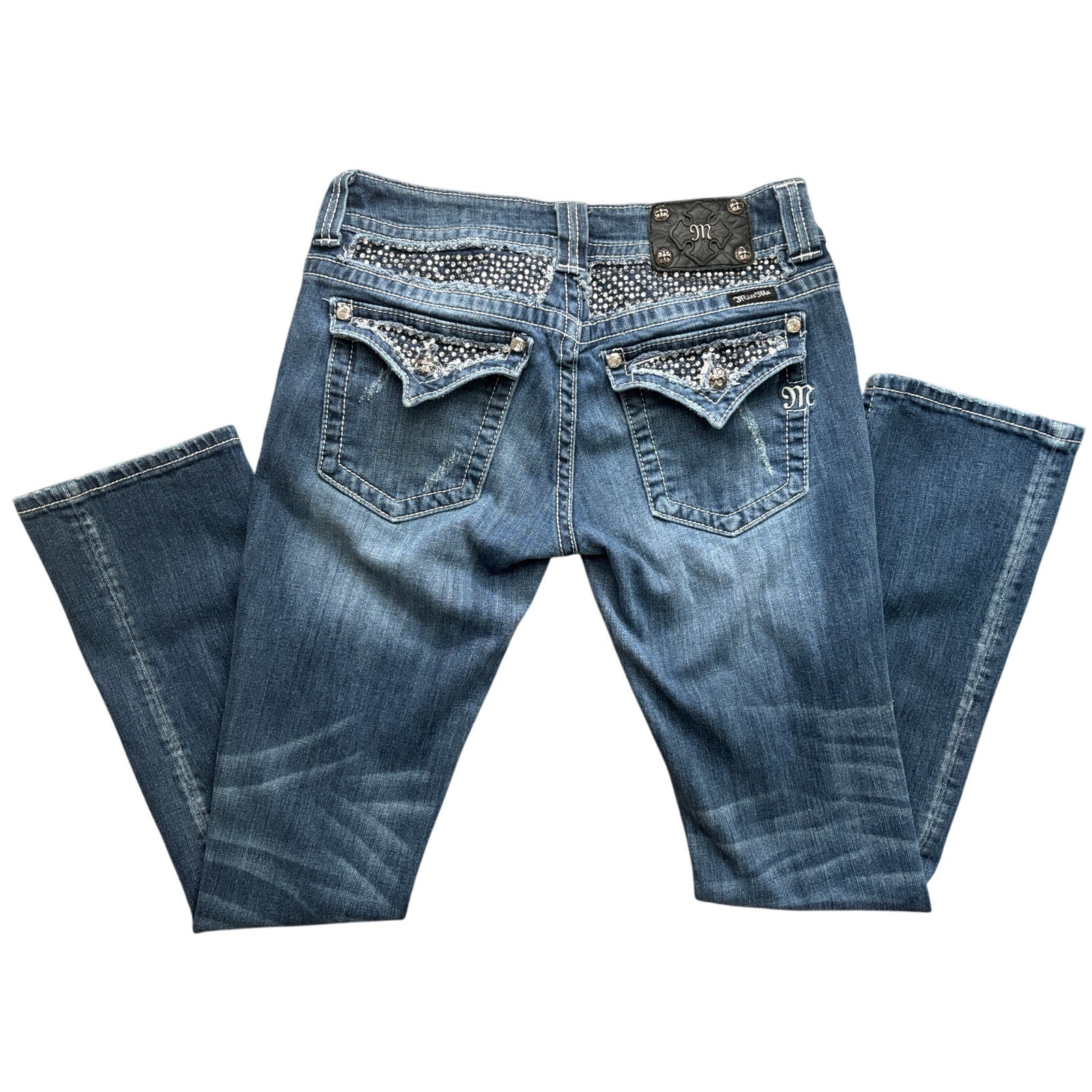 Miss Me JE5002T18L bling flap pocket jeans 30