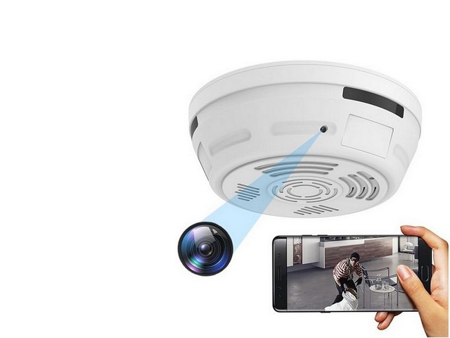 2x Dummy Smoke Detector Security Cameras with Night Vision + 2x 64GB SD Cards