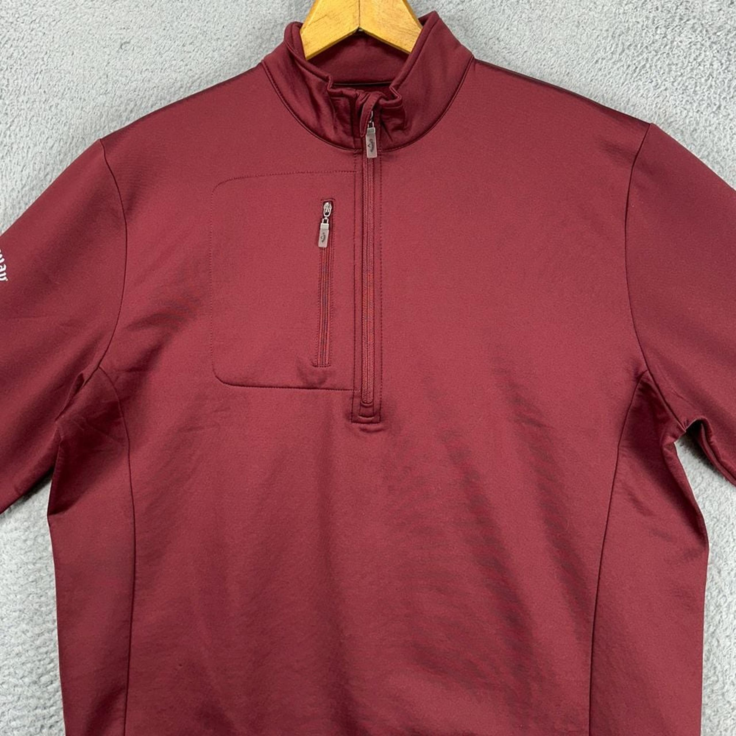 Weather Series Golf Jacket Mens Medium Maroon Half Zip Pocket Stretch - Callaway
