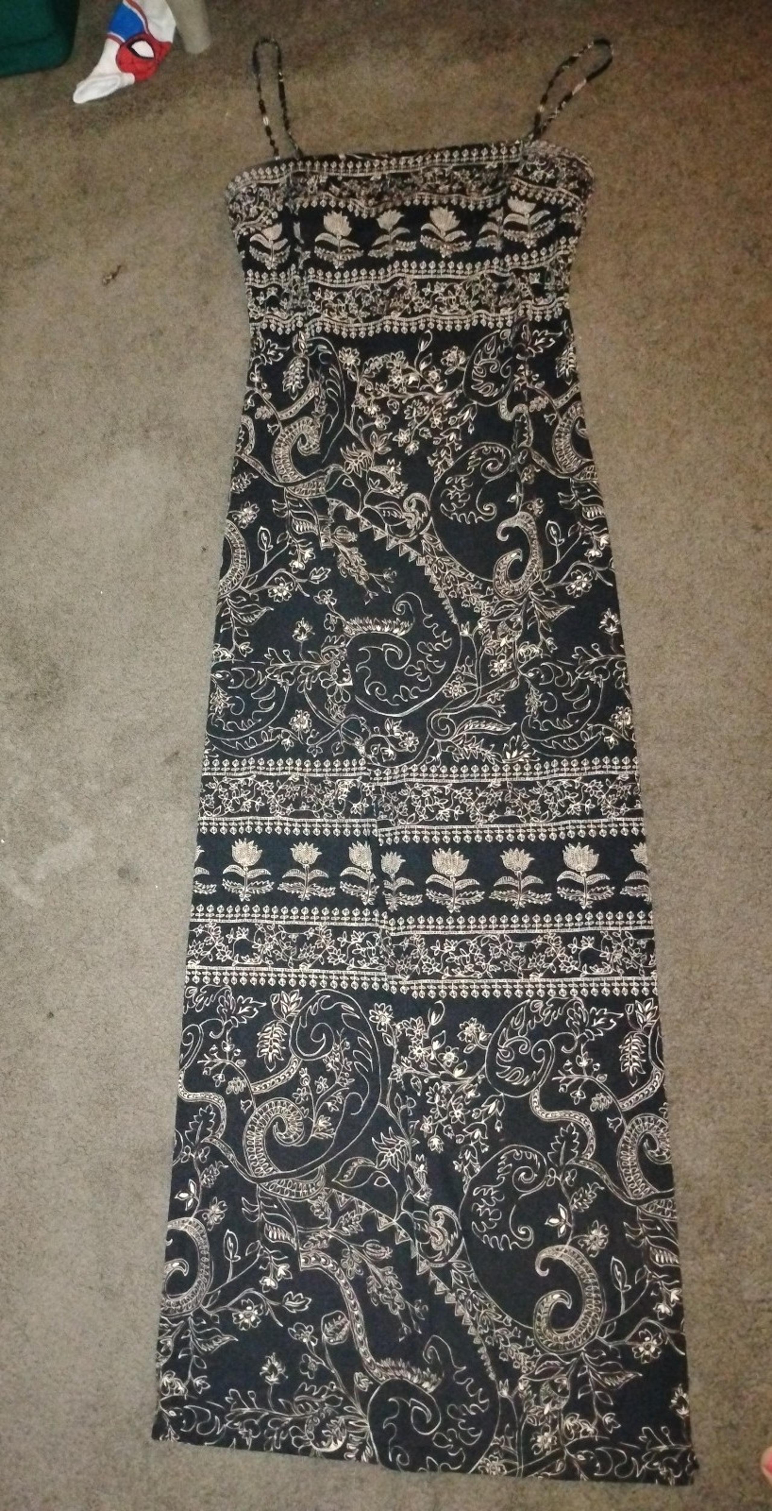 A Fortiori brand women's long black dress w front slit, women's size SMALL