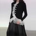 Elegant Ruffles Color Blocking Women Knitted Shirt Autumn New Stand-up Coll