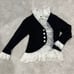 Elegant Ruffles Color Blocking Women Knitted Shirt Autumn New Stand-up Coll