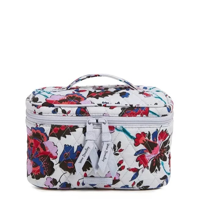 Vera Bradley Train Case Vinayard Floral NWT Makeup Cosmetic Bag