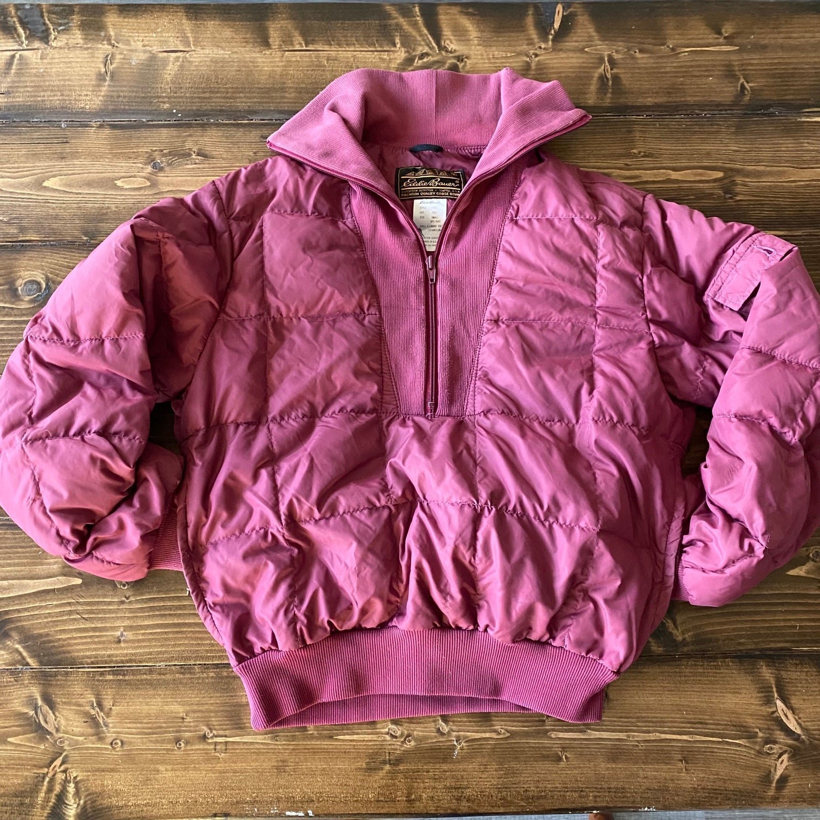 Vintage Eddie Bauer Goose Down Puffer 1/4 Zip Size Small