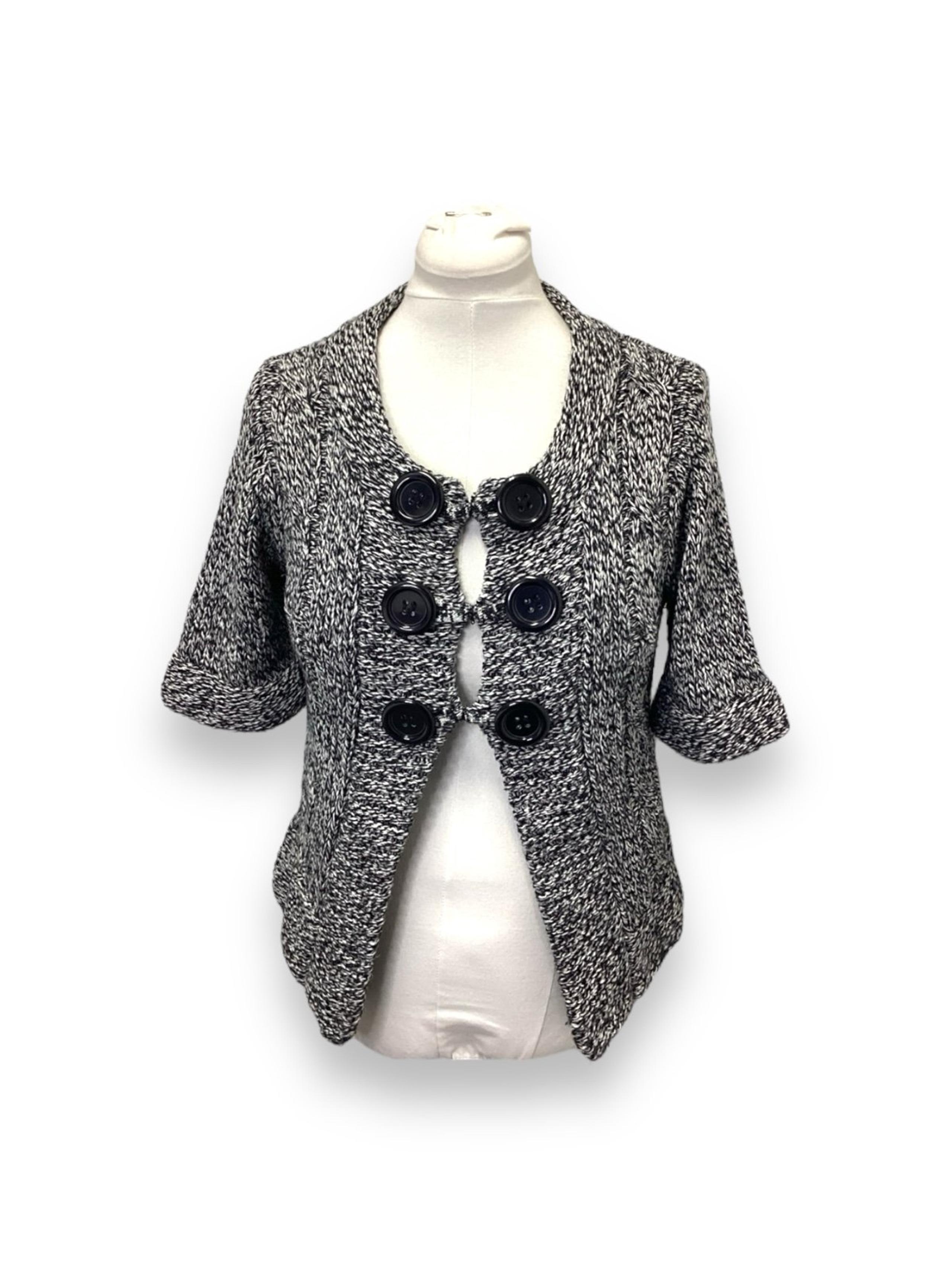 Women’s Short Sleeve Retro Button Front Cardigan Sweater, size M - dressbarn