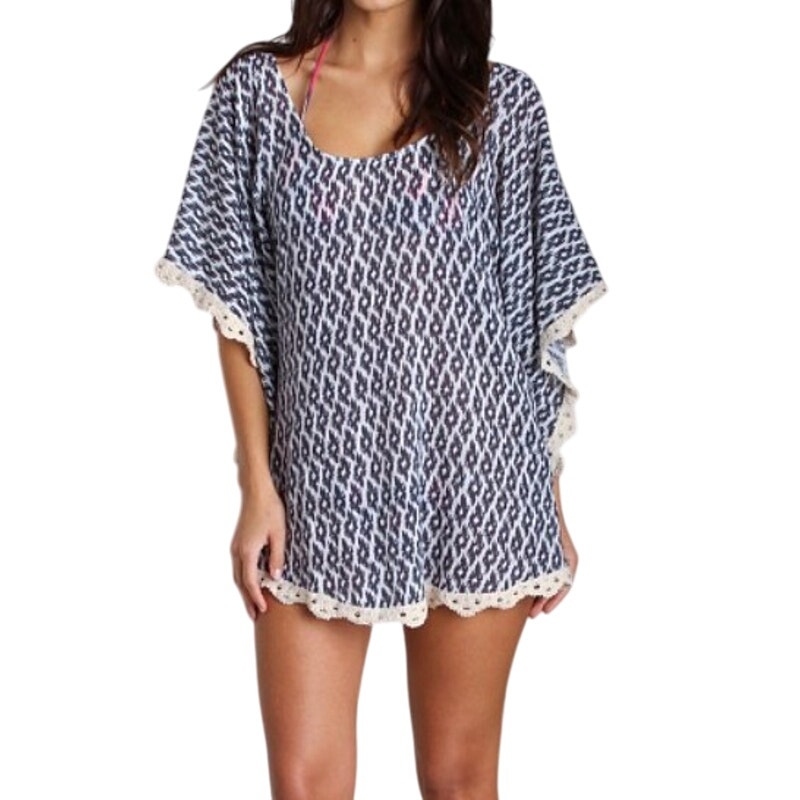 Eberjey Tribal Goddess Clara Tunic Cover Up Women's Size S/MP/M Deep Blue Boho