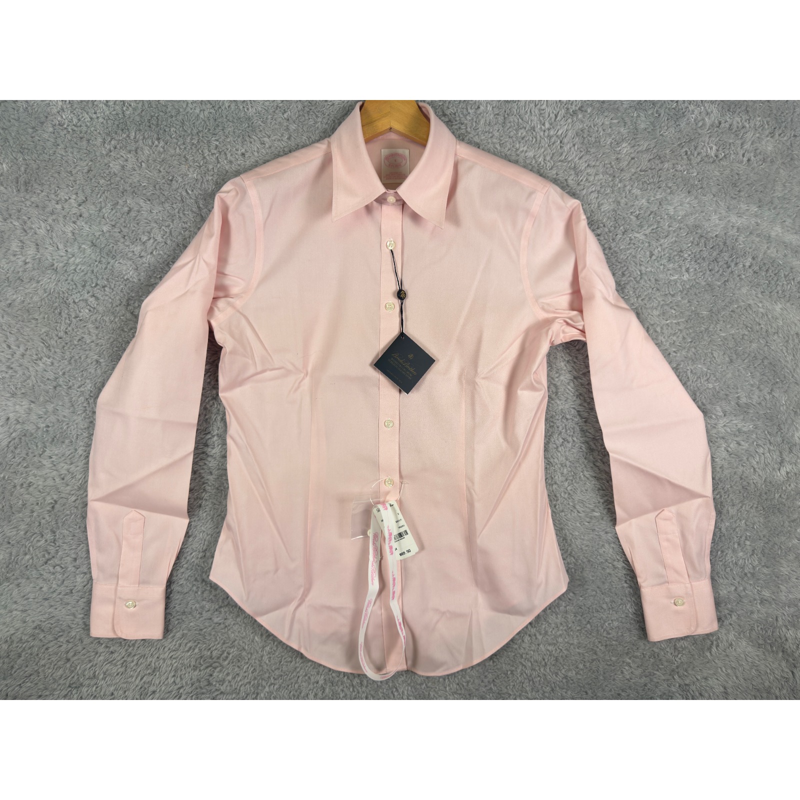 Brooks Brothers Women's Pink Tailored Fit Non-Iron Stretch Button Up Size 4
