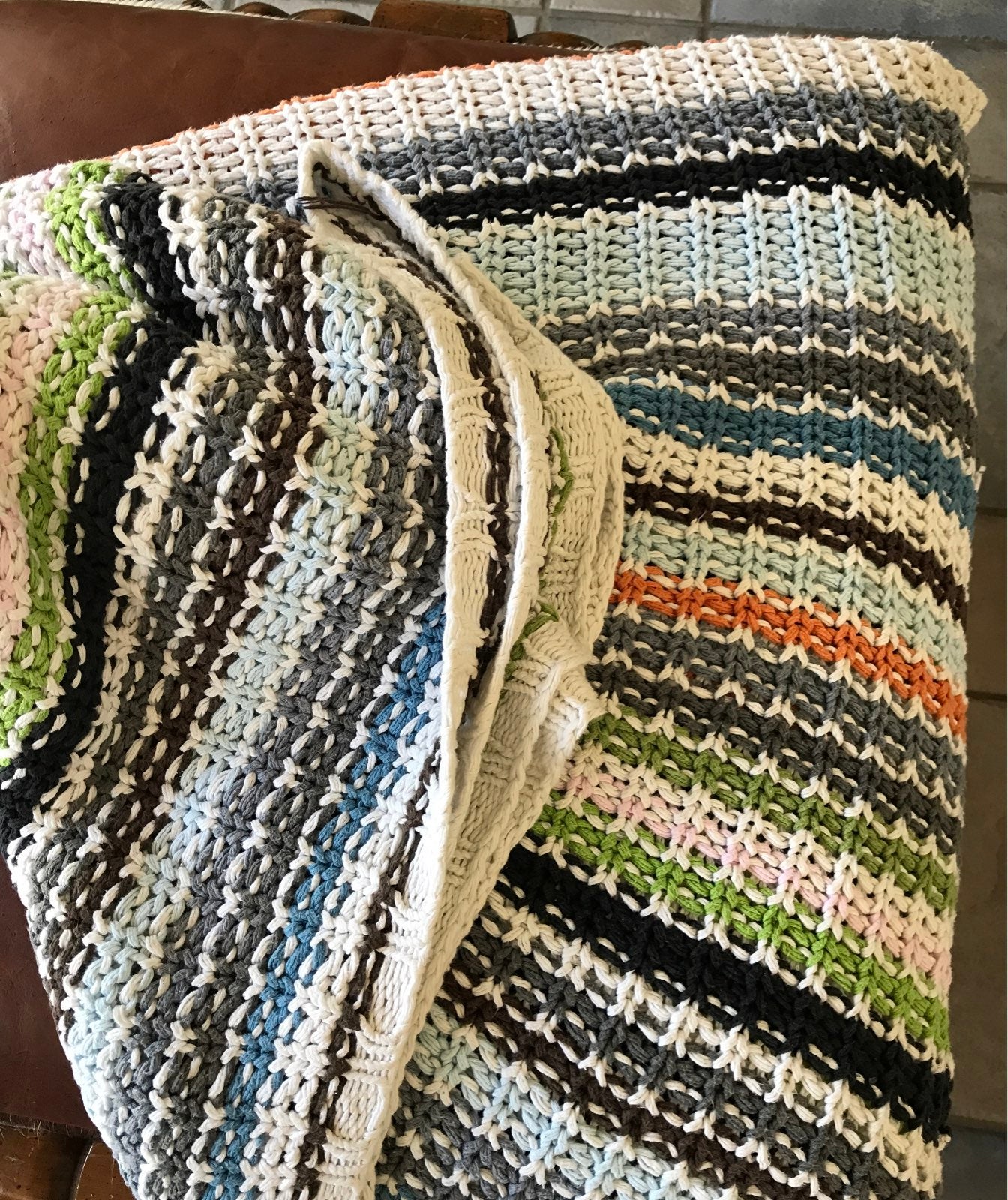 Huge Cotton Knit Throw or Twin Blanket