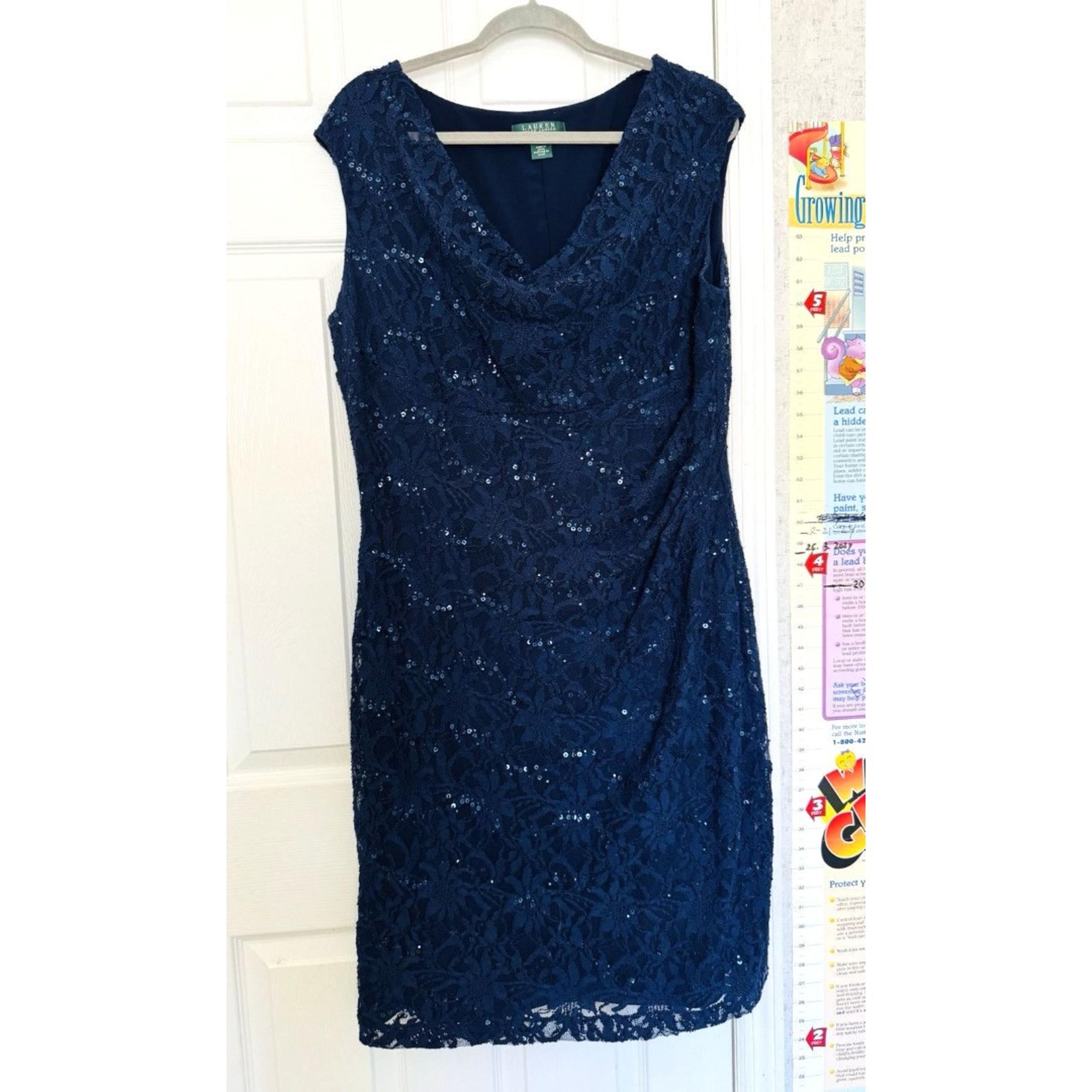 NWOT Lauren Ralph Lauren Royal Blue Women’s 14W Pencil Dress Knee Length