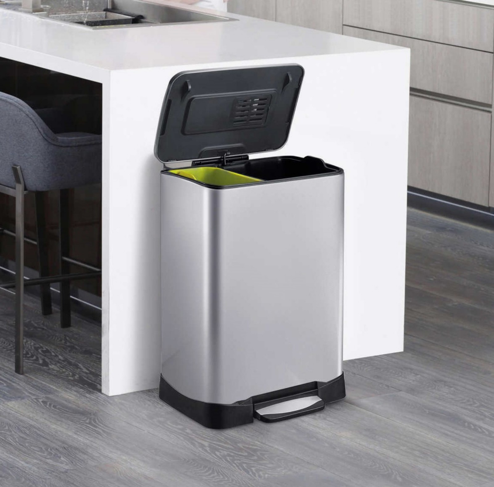 Neocube 50 Liter Dual Compartment 28 Liter and 18 Liter Stainless Steel Recycle