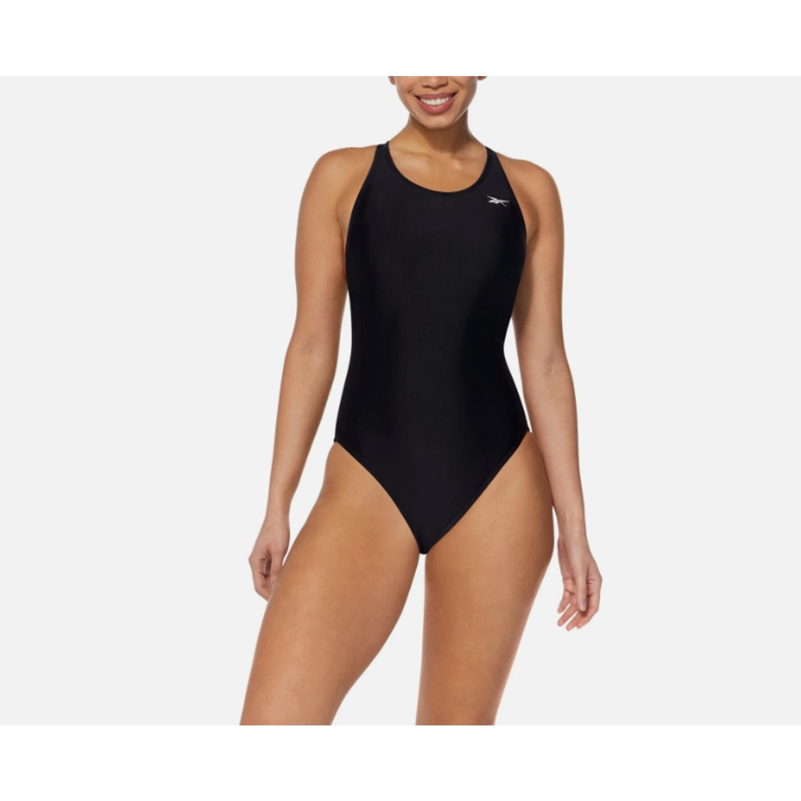 Reebok Women's High-Neck Athletic One-Piece Swimsuit Black Size S 12418