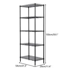 Black 5-Tier Layer Shelf Adjustable Wire Metal Shelving Rack High Quality Garage
