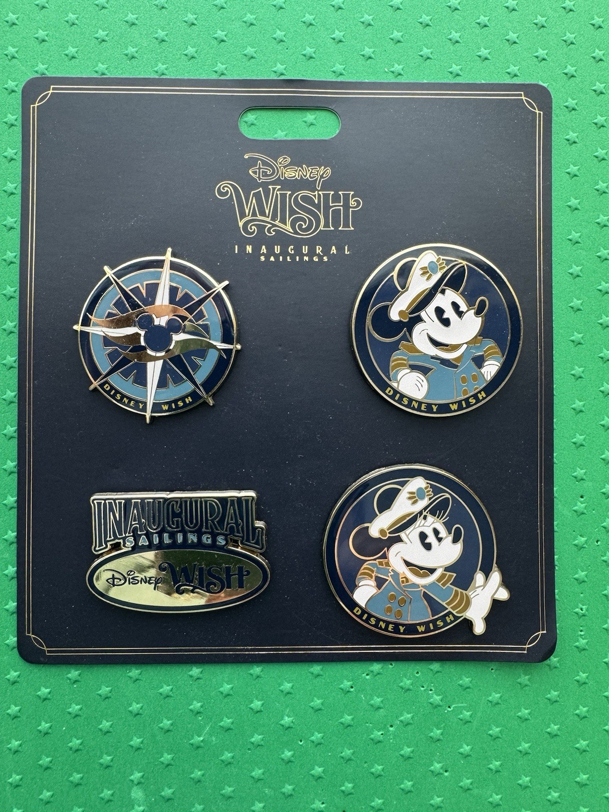 Disney Cruise Line Wish Inagural Sailing 4-Pin Set Mickey Minnie