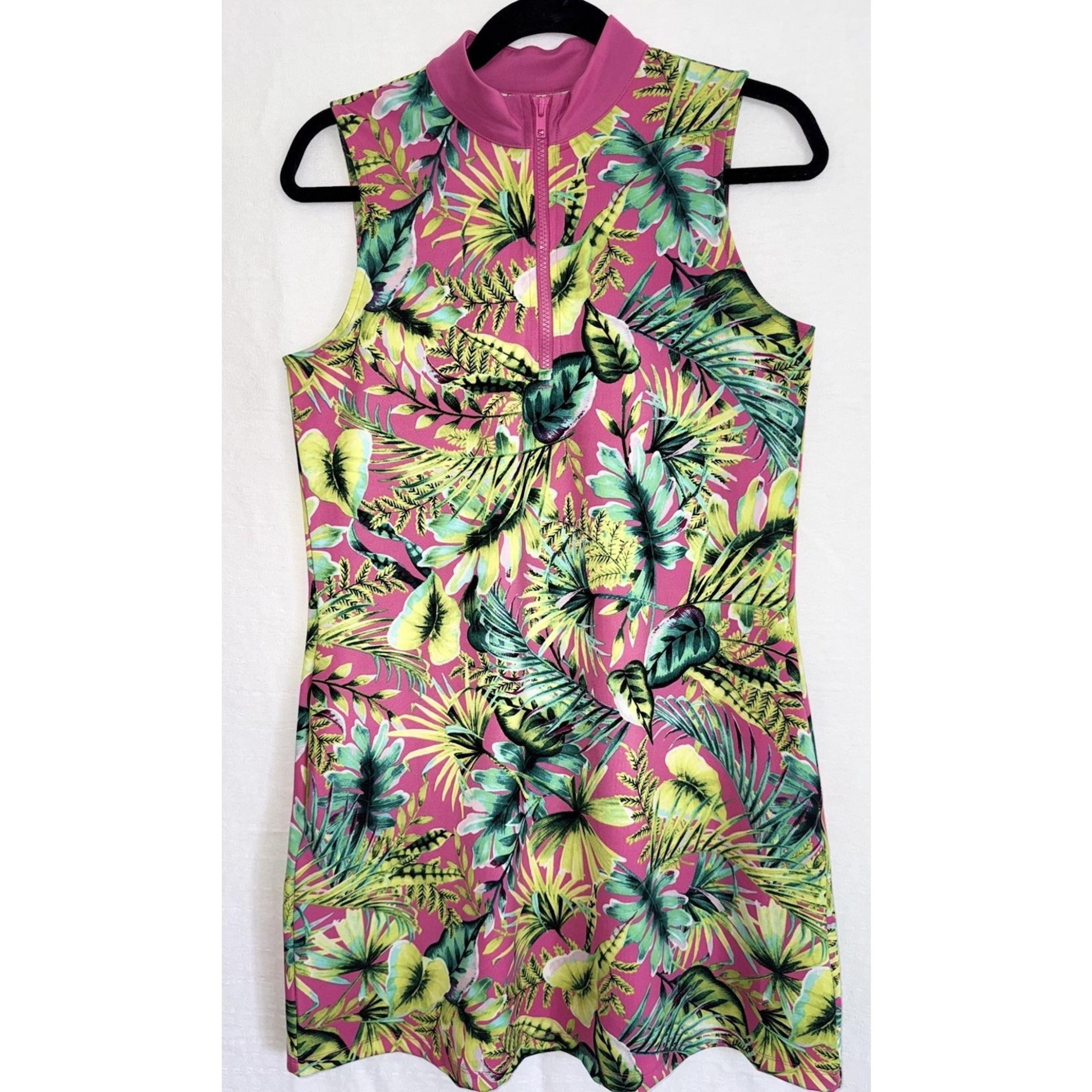 Tommy Bahama Dress Sz M Floral Tropical 1/4 Zip Golf Tennis Resort Activewear