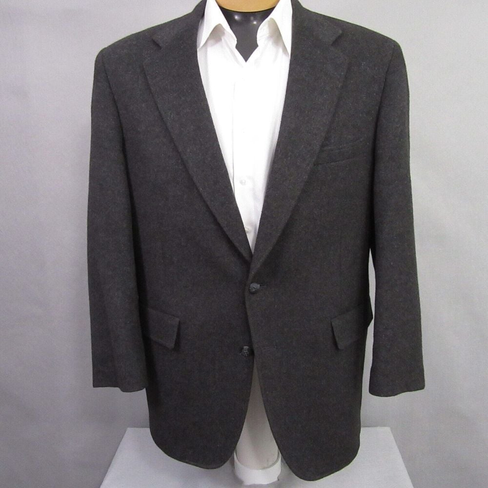 Warren Sewell Mens Sport Coat 42L Charcoal Solid Gray 100% Camel Hair