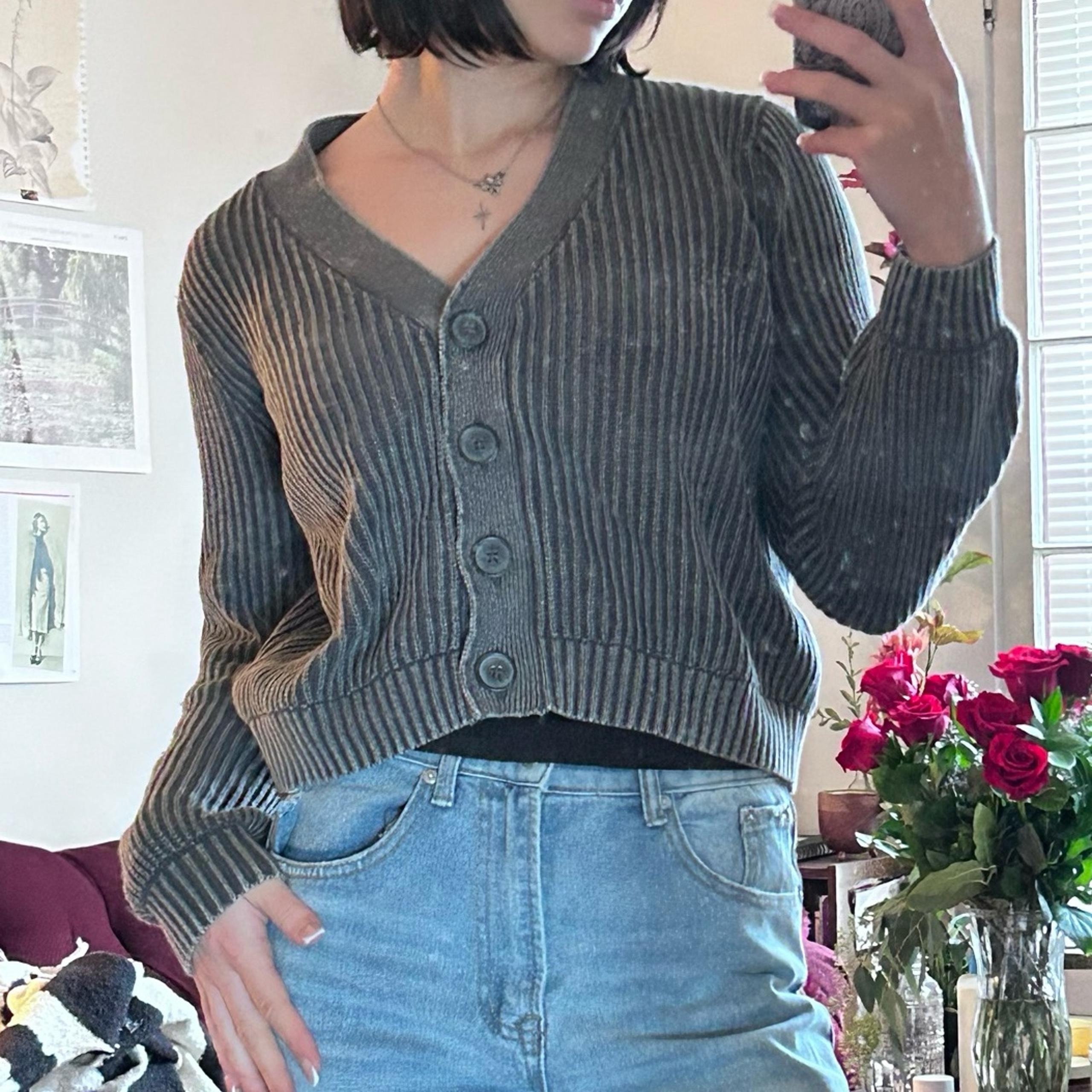 gray chunky cardigan xs