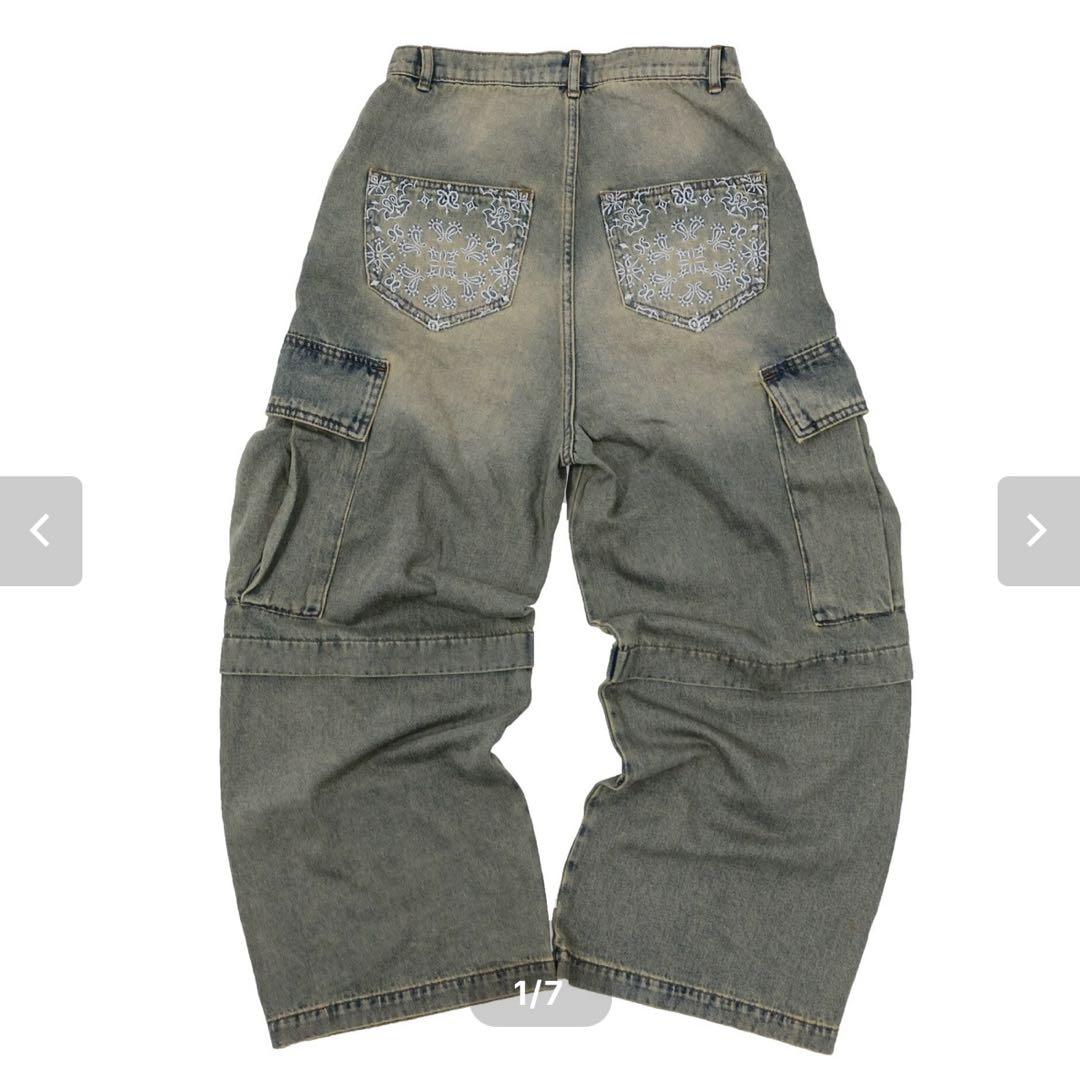 Wide cargo denim