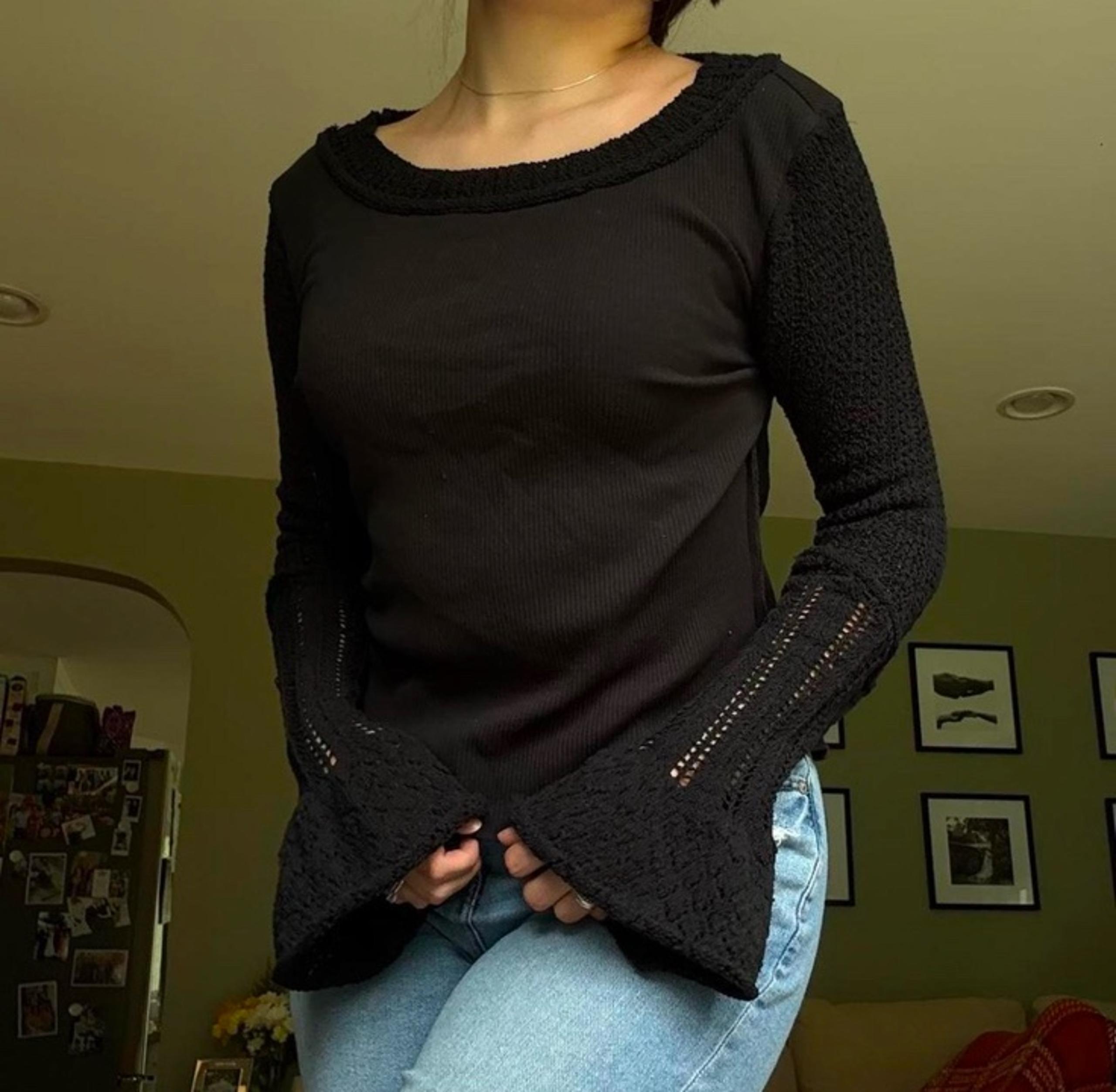 free people knit long bell sleeve top