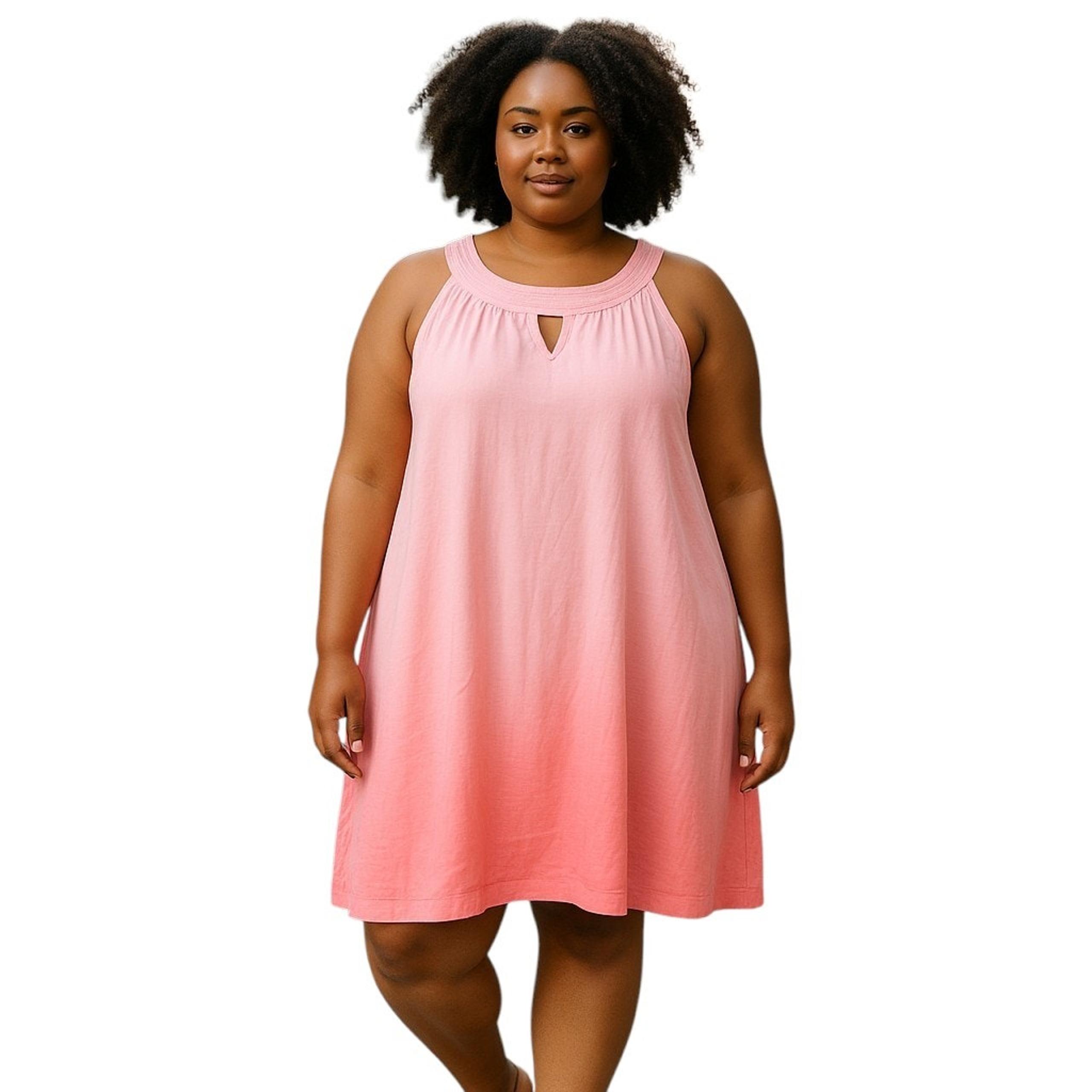 Tommy Bahama XL Pink ombre' Linen Smocked Dress Coastal Resort Wear Beach
