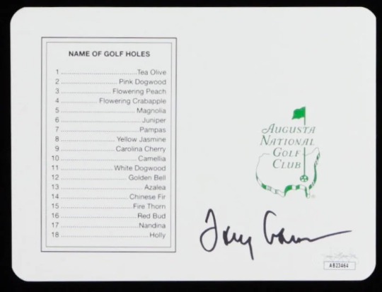 Tommy Aaron PGA Golfer Signed 5x6 Augusta National Golf Club Scorecard (JSA)
