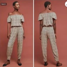Anthropologie Beachgold Medium Off Shoulder Luzen Jumpsuit Medium Pockets