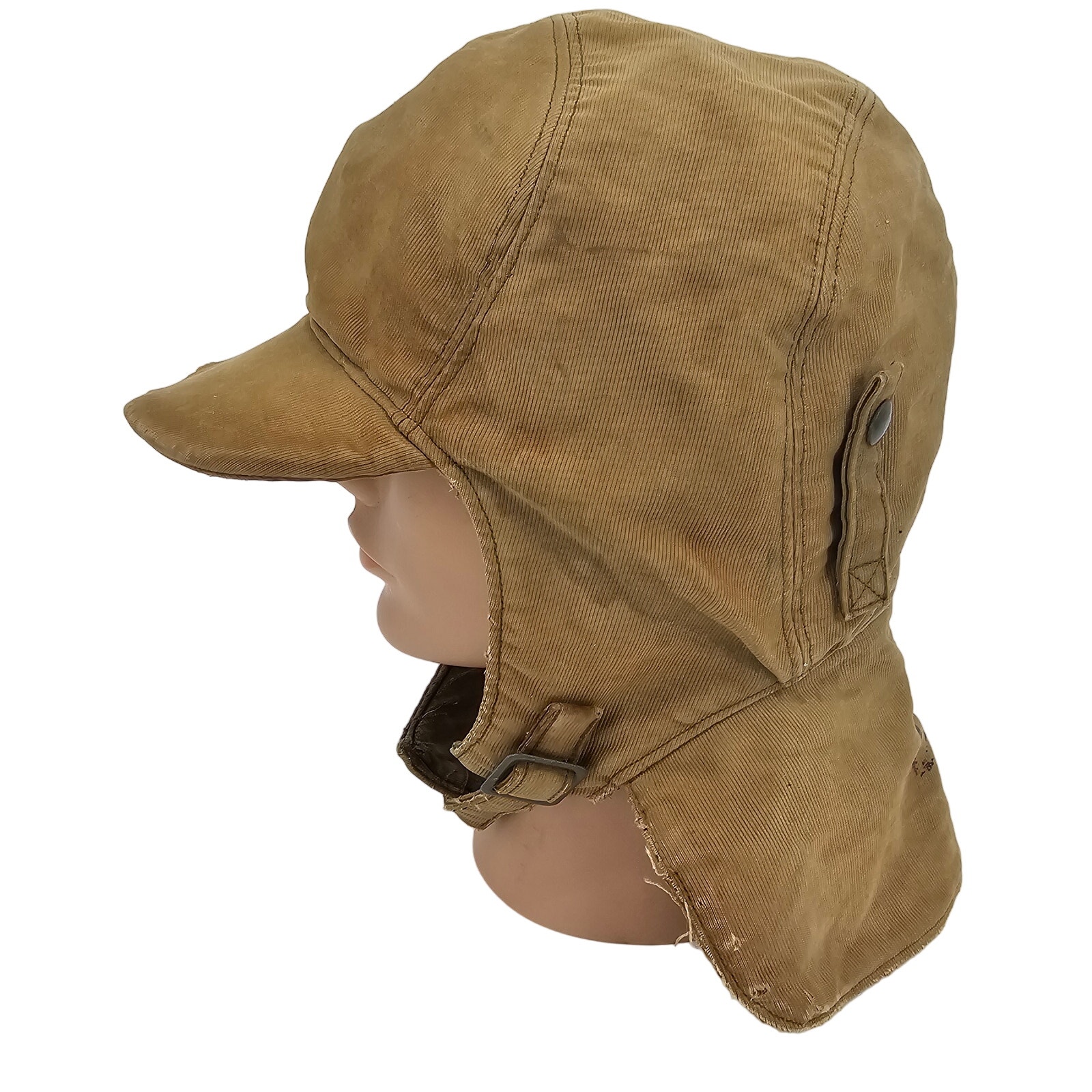 Vtg WWII 40s USN U.S. Navy Deck Hat Cap Chin Strap Wool PIlot Flight Winter 71/4