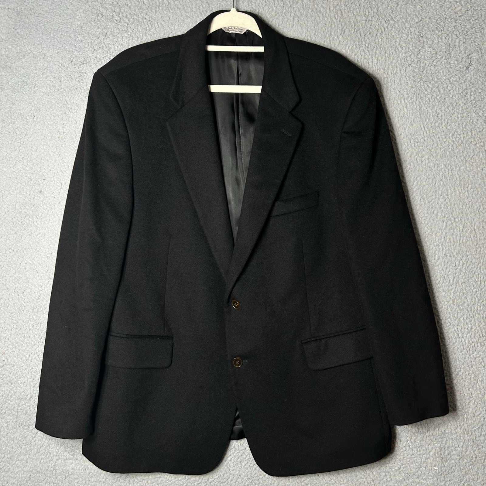 W.H. Belk Blazer Mens 46 Black 100% Cashmere Single Breasted Notch Lapel Blazer