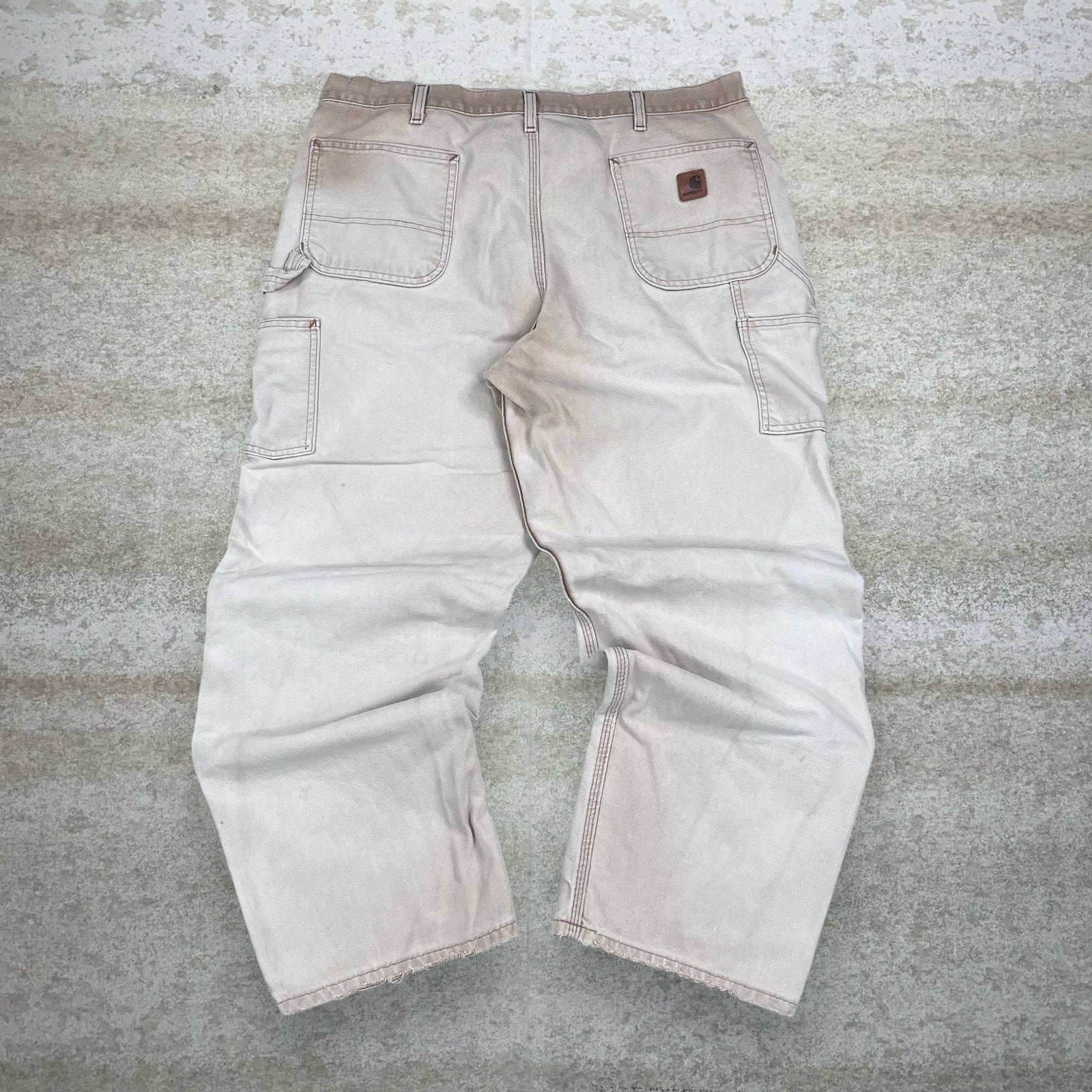Vintage Carhartt Carpenter Pants Light Tan Canvas Baggy Dungarees Painters 90s