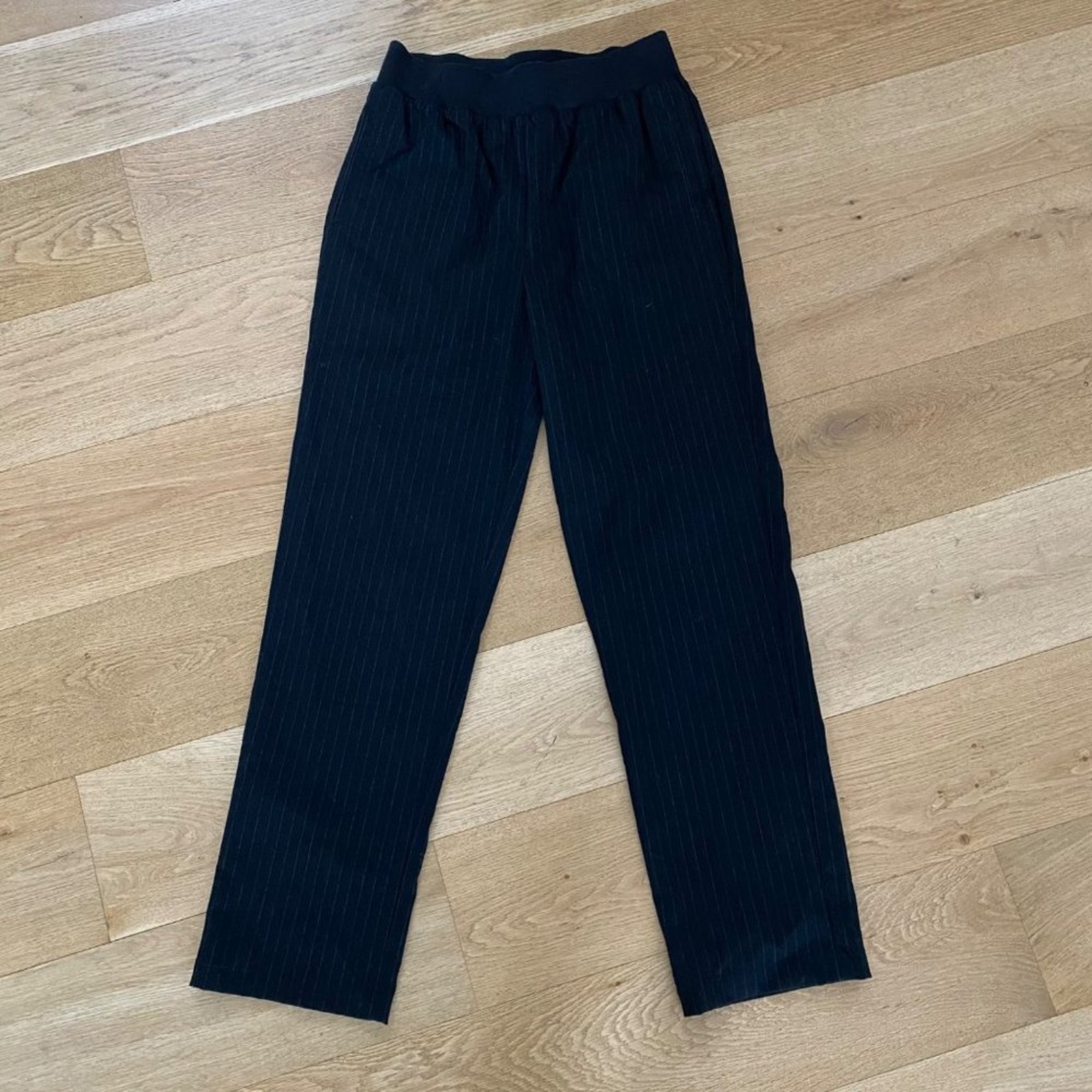 Steele The Manson Trousers in Pinstripe Black