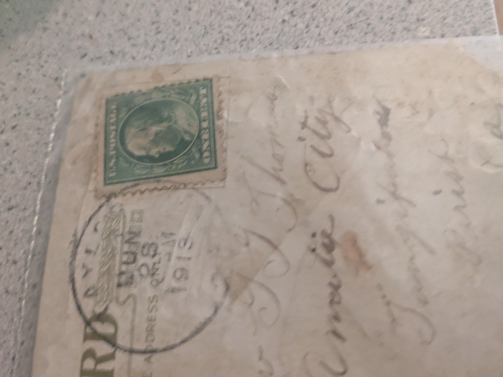 Rare vintage original birth certificate from 1918 w/a 1 cent Washington stamp
