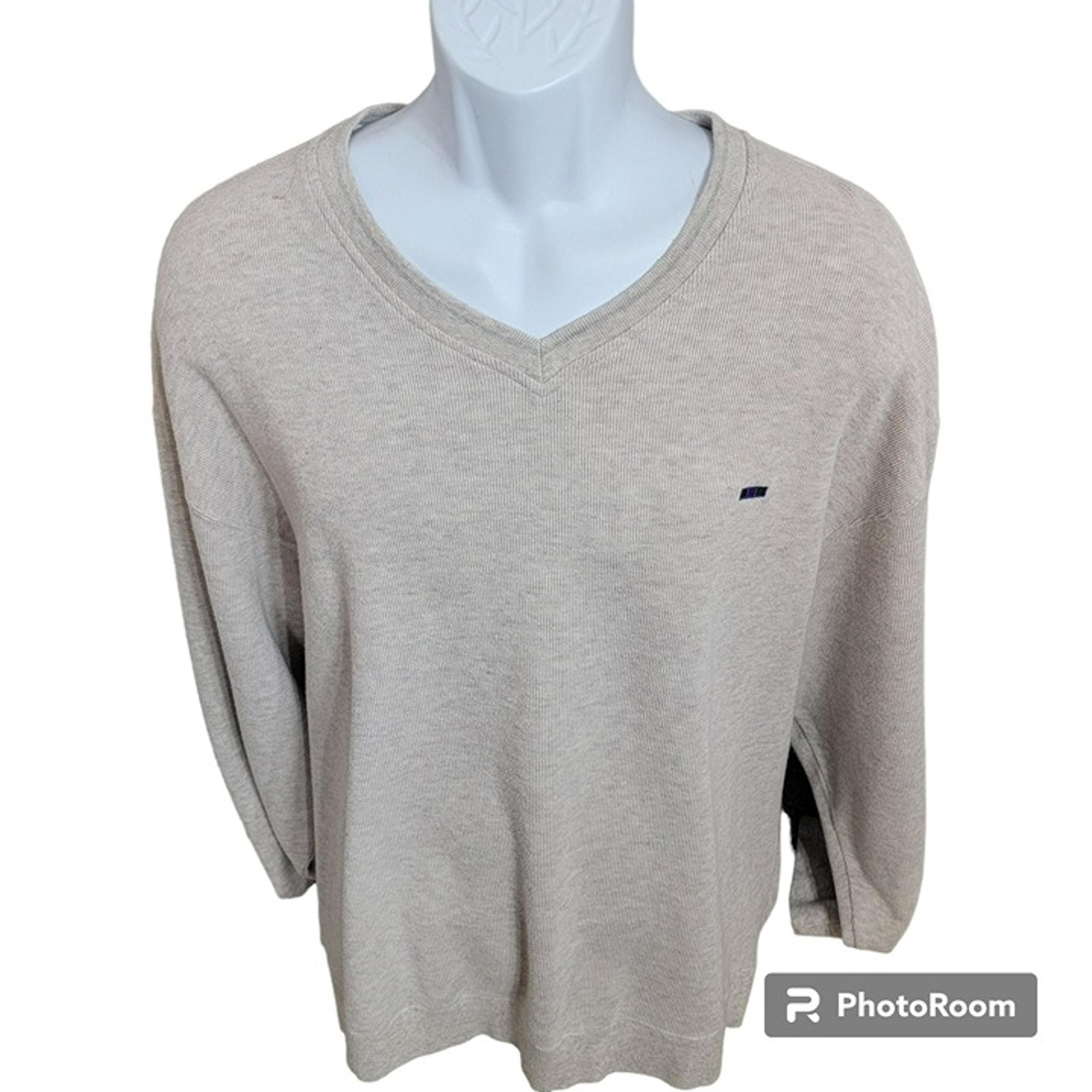 Colours Sweater, Men L, Beige(oatmeal), Thin Ribbed, V-Neck EUC - Alexander Julian