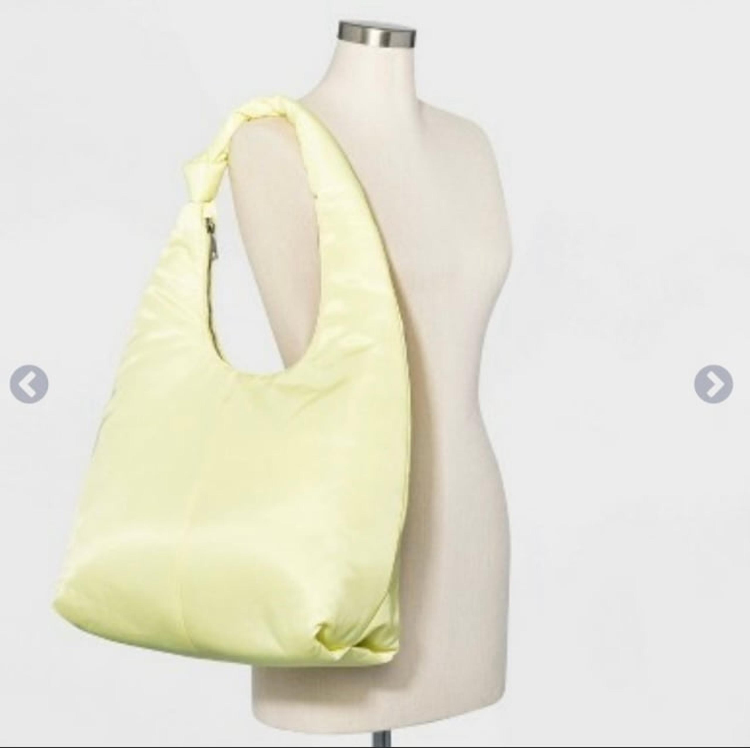 Large Yellow Knotted Zip Closure Crossbody Puffer Bag - a new day